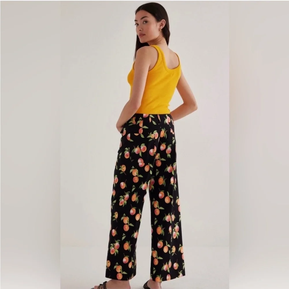 Maeve The Colette Cropped Wide Leg Pants || peach pattern || NWT || size 33 - Picture 1 of 8